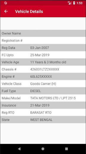 WB RTO Vehicle Owner Details screenshot 2