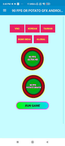 90 FPS & POTATO GFX TOOL- ANDROID 11 ALSO SUPPORT screenshot 1