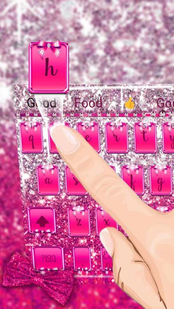 Pink Glitter Bow Keyboard Theme screenshot 2