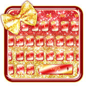 Tema della tastiera con fiocco dorato glitterato icon