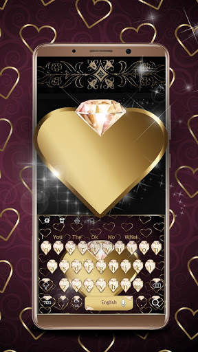 Luxury Gold Heart Diamond Keyboard screenshot 2