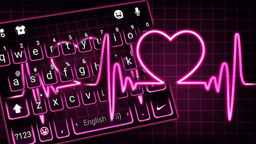 Pink Neon Heart Keyboard Theme screenshot 1
