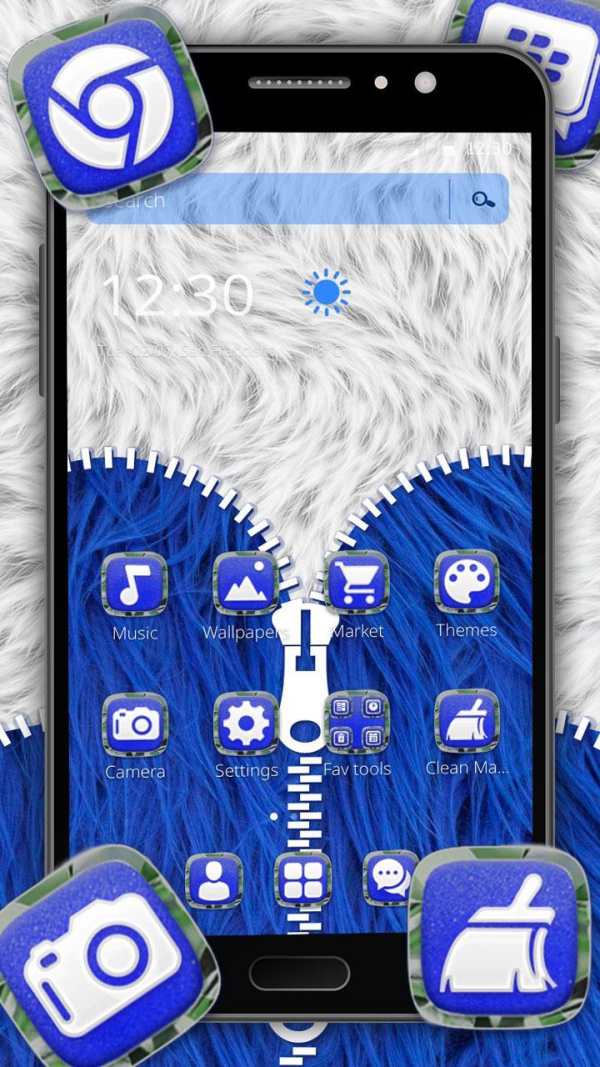 Blue Furry Zipper Theme screenshot 1