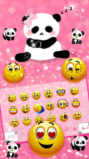 Cute Panda Pink Keyboard 3 تصوير الشاشة