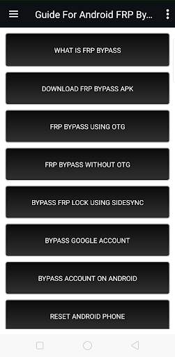Android FRP Bypass Settings screenshot 1