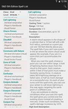 Fifth Edition Spell List Free screenshot 8