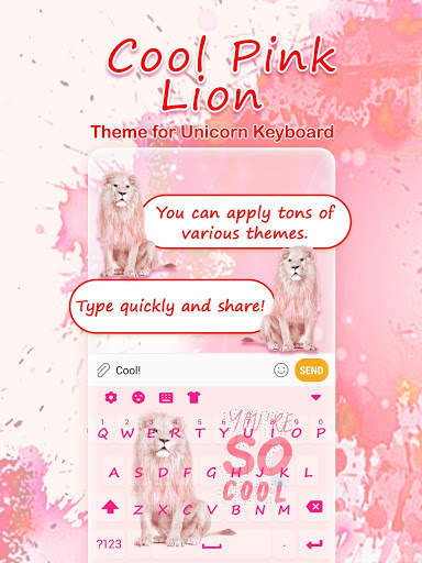 Cool Pink Lion Keyboard Theme for Girls screenshot 3