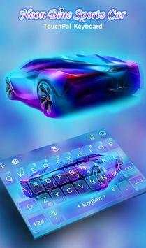 Cool Neon Blue Sports Car Keyboard Theme screenshot 1