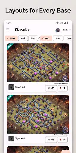 ClashLy: Base Layouts for CoC screenshot 1