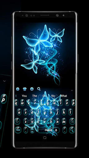 Blue Neon Butterfly Night Keyboard screenshot 3