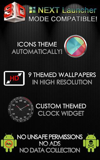 Next Launcher 3D Theme Carbon screenshot 9