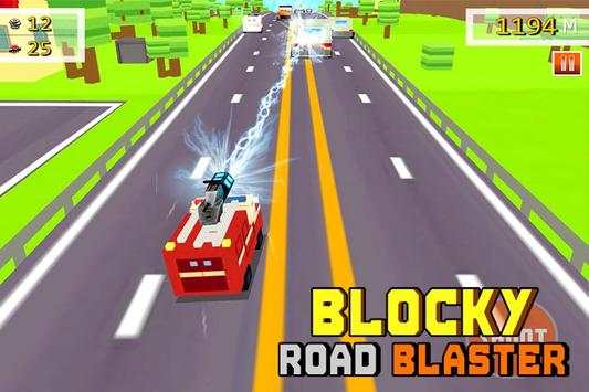 Blocky Road Blaster - Gun Race screenshot 1
