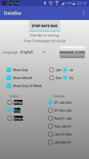 DateBar - date in status bar screenshot 1