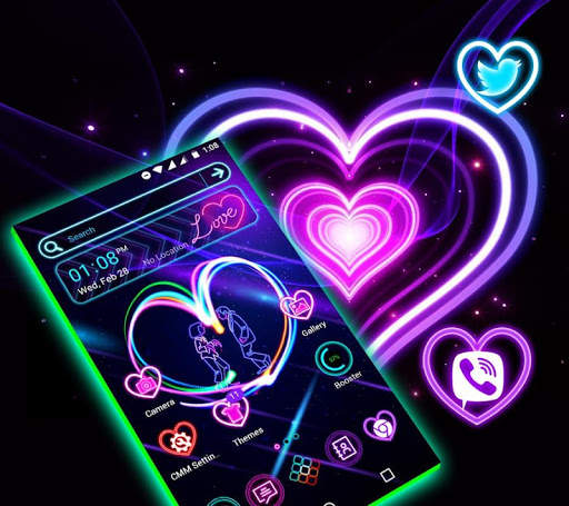 Neon Heart Launcher Theme screenshot 1