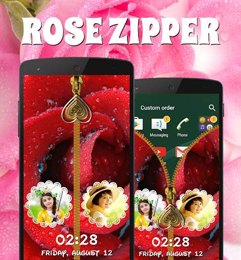 Rose Zipper Lock Screen screenshot 1