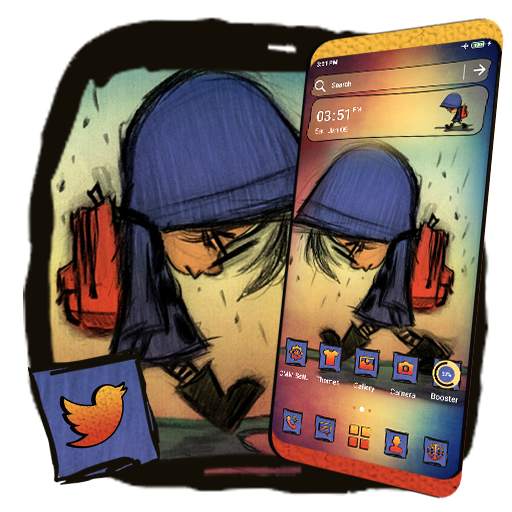 Sad Boy Sketch Launcher Theme 1.2