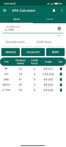 NUML GPA Calculator screenshot 2