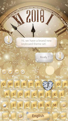 2018 Gold Diamond  Clock Keyboard Theme 4 تصوير الشاشة
