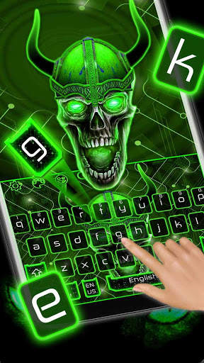 Green Tech Metallic Skull Theme screenshot 2