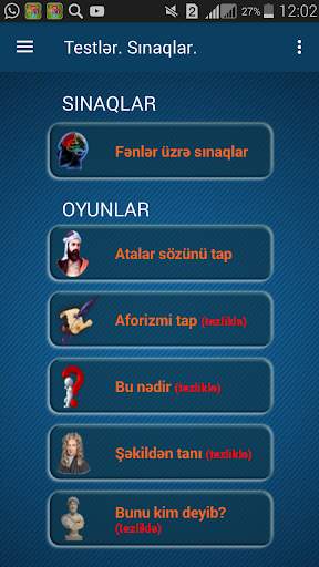Testler. Sinaqlar. Oyunlar скриншот 1