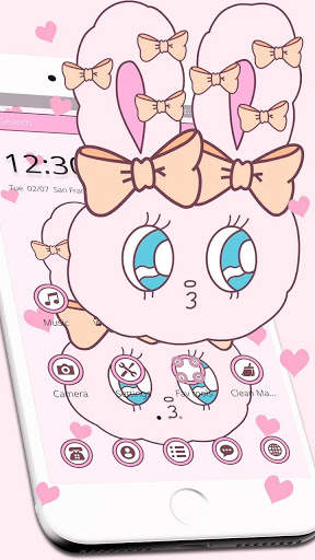 Cartoon Pink Bow Rabbit Theme🐰 screenshot 1