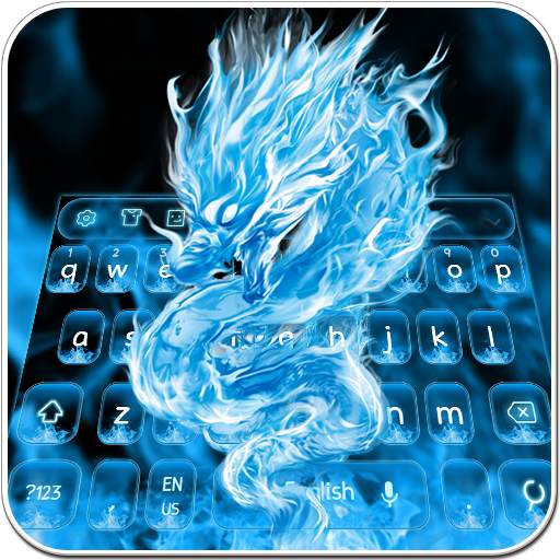 Blue Fiery Dragon Keyboard Theme 10001007