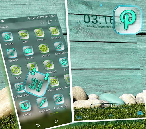 Cyan Wooden Launcher Theme screenshot 1