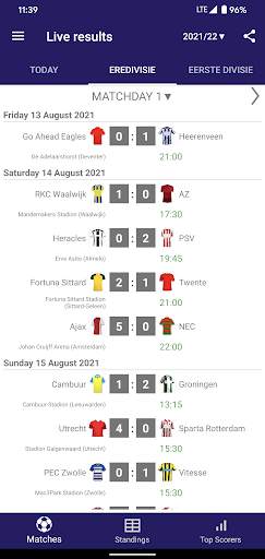 Live Scores for Eredivisie screenshot 1