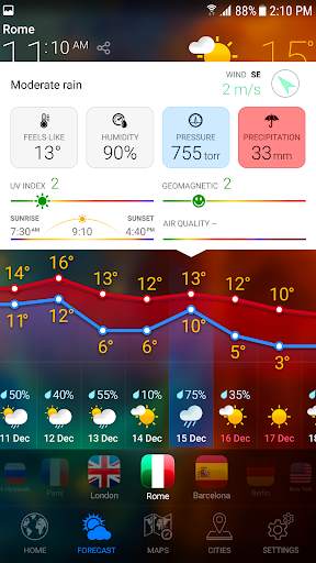 WETTER PREMIUM Tage Prognose, Regenradar & Widgets screenshot 5