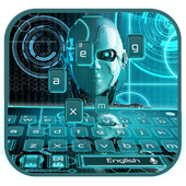 ai robot future keyboard blue icon