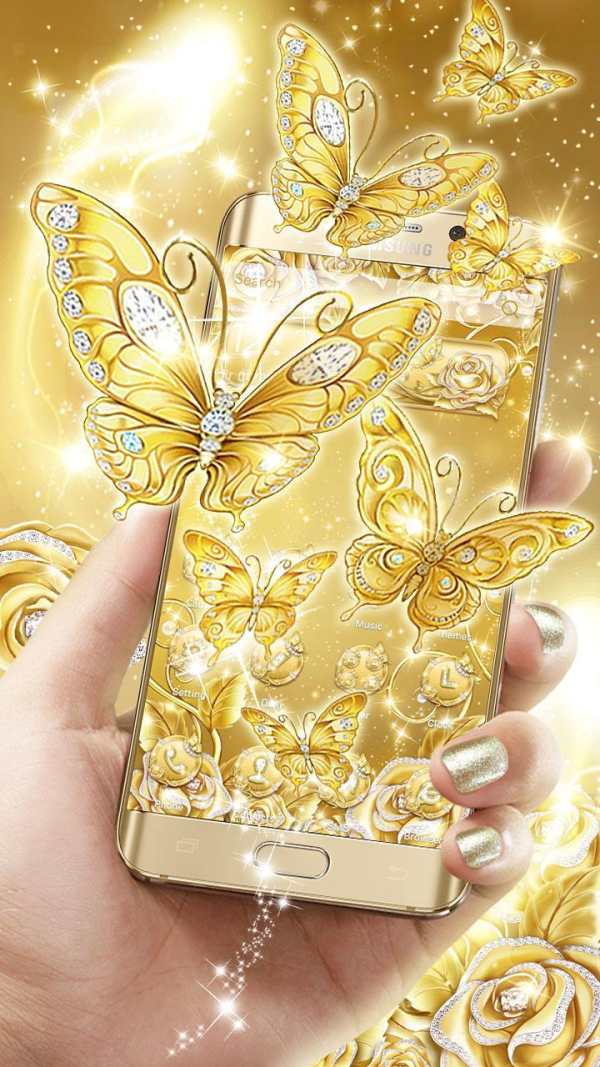 3D Gold Diamond Butterfly Theme screenshot 2