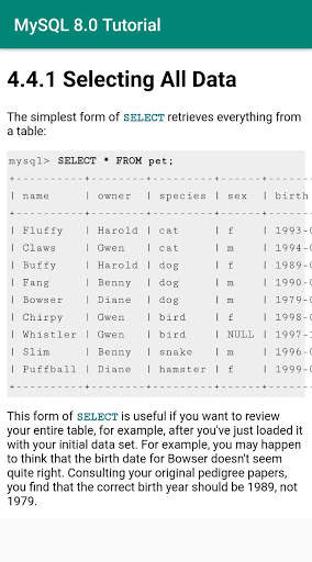 MySQL 8.0 Tutorial - Free Offline Learning App screenshot 3