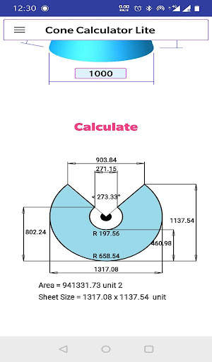 Cone Calculator Lite screenshot 2