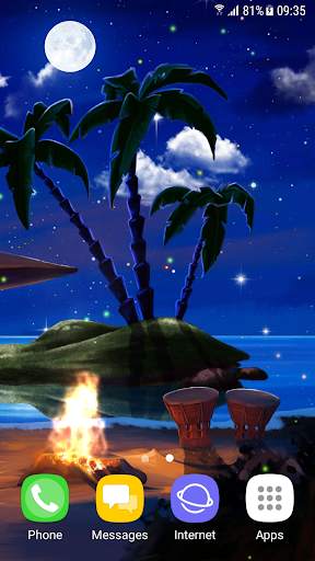 Tropical Beach at Night Live Wallpaper screenshot 3