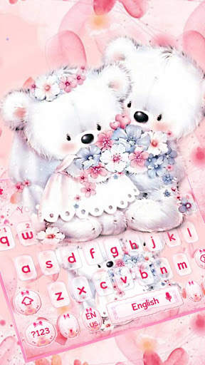 Cute Pink Teddy Couple Keyboard screenshot 2