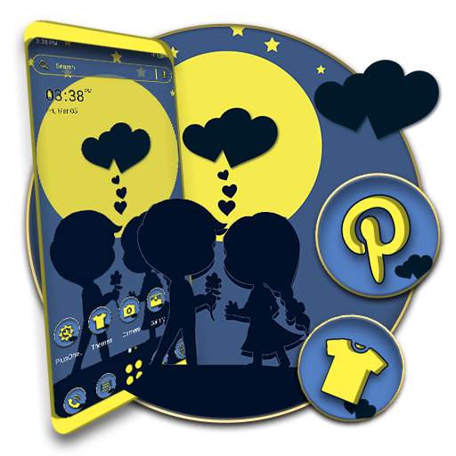 Yellow Moon Love Launcher Theme 1.0