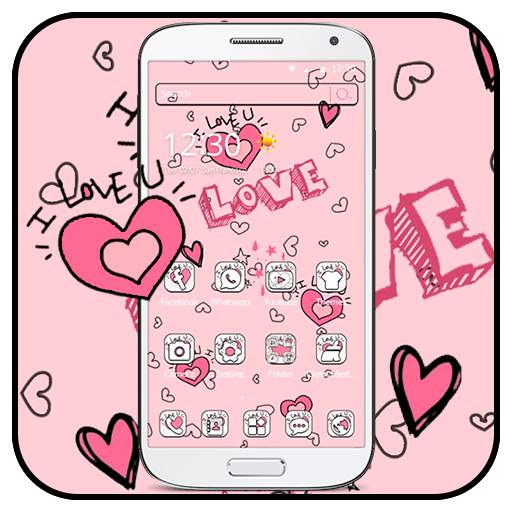 Doodle Pink Love Theme Wallpaper 1.1.2
