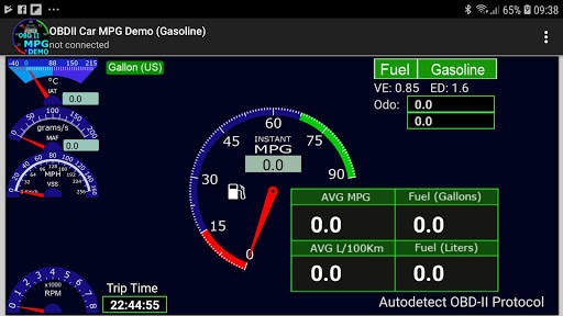 OBDII Car MPG Demo (Gasoline) स्क्रीनशॉट 1