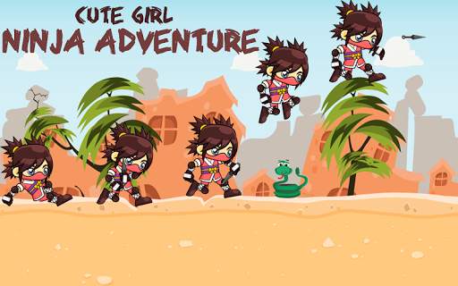 Cute Ninja Girl Adventure Free game screenshot 1