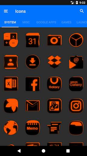 Flat Black and Orange IconPack screenshot 5
