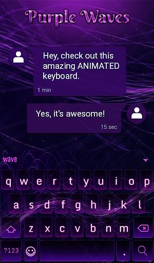 Purple Waves Animated Keyboard   Live Wallpaper screenshot 3