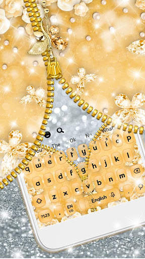 Glossy Golden Zipper Keyboard Theme screenshot 2