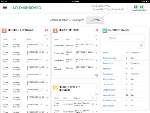 TimeClock Plus Mobile Manager screenshot 1