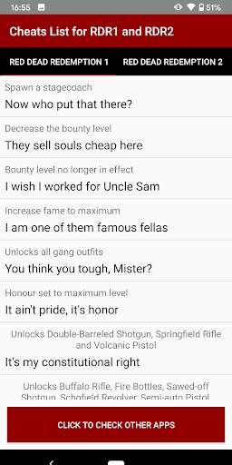 Cheat Codes List for RDR 1 and RDR 2 screenshot 4