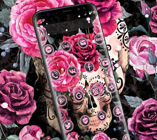 Pink Rose Skeleton Romantic Theme 2 تصوير الشاشة