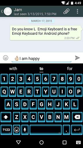 Neon Blue Emoji Keyboard Theme screenshot 4
