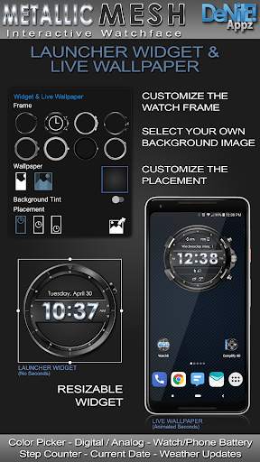 Metallic Mesh HD WatchFace Widget & Live Wallpaper screenshot 2