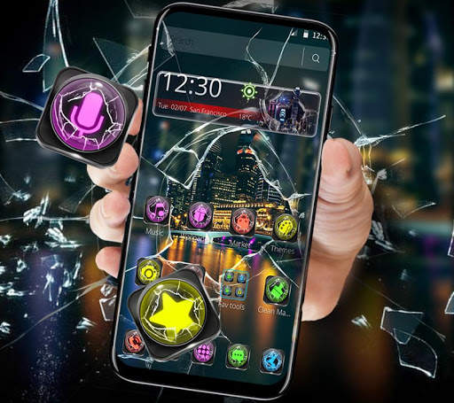 Broken Screen Night City Theme🌃 screenshot 1