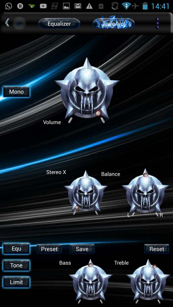 Poweramp Skin Blue Inferno screenshot 2