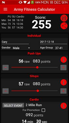 Army Fitness Calculator (ACFT/APFT) screenshot 1